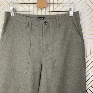 J.‎ Crew Olive Green Gray High Waist Trouser Work Fall Pants Size US 10 thumbnail 2