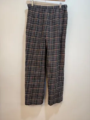 Office Siren, Preppy, Fall Tartan Plaid Wool Wide-Leg Pants 30" Waist thumbnail 5