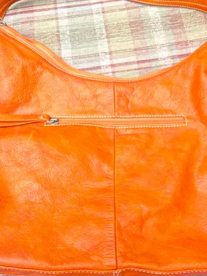 Spiral Orange Leather Hobo Shoulder Bag thumbnail 7