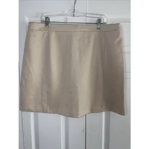 Marc New York A-Line Mini Skirt Womens Size XL Beige Button Detail Twill Stretch thumbnail 2