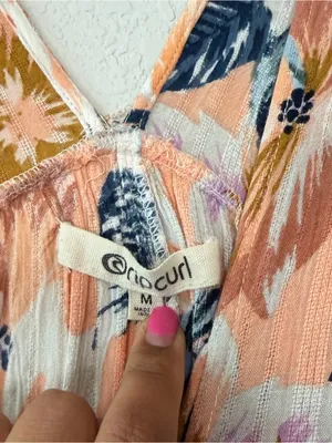 Rip Curl Peach and Navy Floral Boho Beachy Sundress thumbnail 3