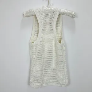 Madewell Crochet Knit Crewneck Sweater Tank Cotton Vest Bright Ivory XS NWT thumbnail 13