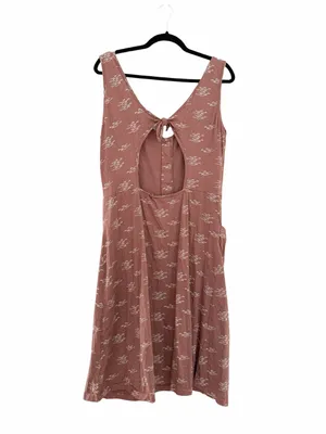TIRALAHILACHA Cut Out Brown 100% Cotton Patterned Mid Dress Sz L thumbnail 4