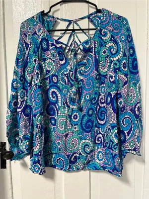 Alice & Trixie Mosaic Print Silk Blouse size medium thumbnail 1