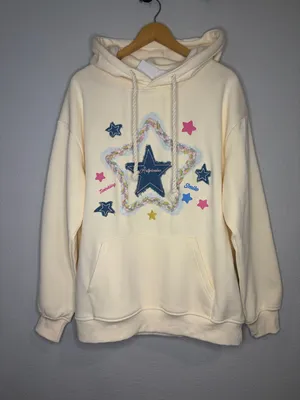 NWT Aelfric Eden star graphic appliqué oversized hoodie fleece lined S thumbnail 3