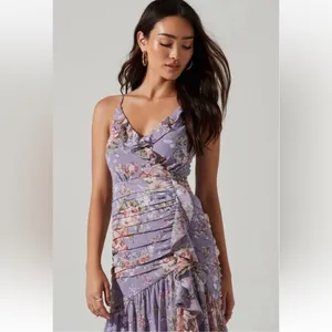 Free People ASTR The Label Kiana Floral Ruched Midi Dress Size XS thumbnail 2