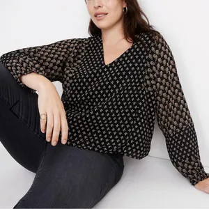 Madewell Sheer Sleeve Top in Brushstroke Paisley Mix M thumbnail 1