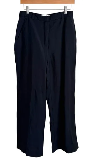 Abercrombie & Fitch Sloane Crepe Tailored Trousers Black Ultra High Rise 28 thumbnail 1