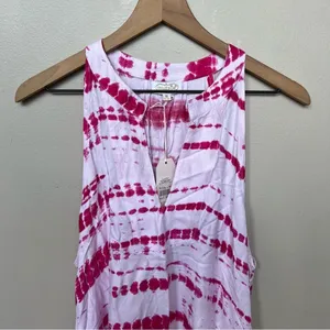Mud Pie Pink and White Tie-Dye Cover-Up Swing Dress NWT Medium thumbnail 2