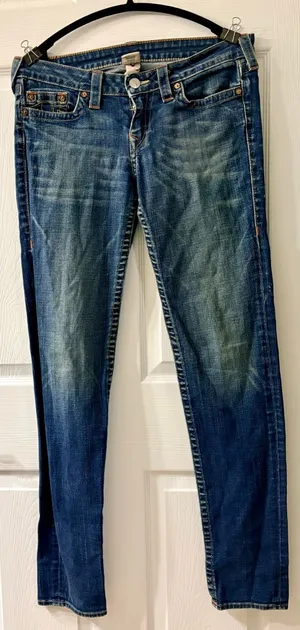 True Religion Slim Skinny Leg Dark Blue Washed Jeans size 31 thumbnail 1