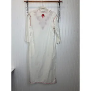Brooks Brothers White Embroidered Midi Shift Dress Tie Neck Casual Beachy Size 4 thumbnail 2