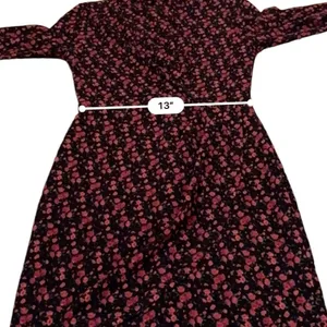 RTR Black Halo Briar Long‎ Sleeve Black & Red Rose Floral Print Mini Dress Sz 6 thumbnail 14