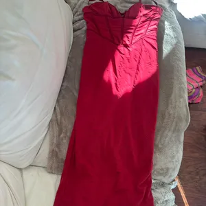 House of CB ‘Romy’ Red corset dress with lace-up back and side slit thumbnail 4