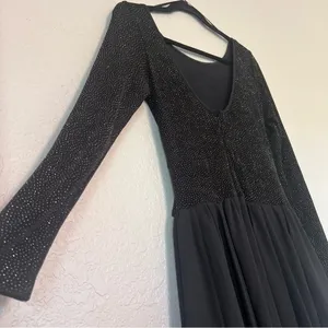 JESSICA McCLINTOCK VINTAGE DRESS BLACK SPARKLE FORMAL MAXI DRESS SIZE 10 #124 thumbnail 10