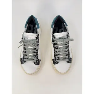 P488 Thea Shabby Womens Shoes White Leather Embossed Low Top Sneaker 37 US 7 thumbnail 3