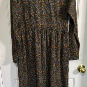 L.L. Bean Women's Paisley Floral Cotton Maxi Dress Multicolor thumbnail 5