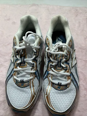 New Balance White Sneakers with Gold and Blue Accents 153 thumbnail 8