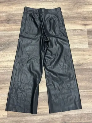 Zara Faux Leather 90s High Rise Wide Leg Black Pants Women’s 10 thumbnail 3