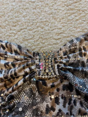 Y2K Body Central Strapless Leopard Print Sparkly Top thumbnail 2
