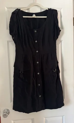 Maeve Black Button-Front Mini Dress thumbnail 1