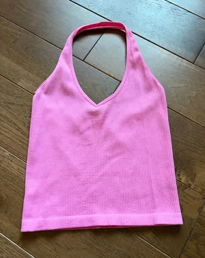 Pink Ribbed Halter Top thumbnail 1