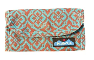 Kavu Trendy Geometric Print Wallet Blue Brown Trifold Zip Pocket ID Holder READ thumbnail 1