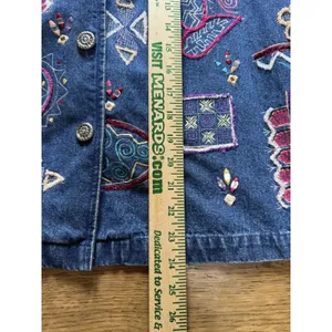 New Direction Denim Jacket Women Large Embroidered Patches Buttons Sparkle Aztec thumbnail 5