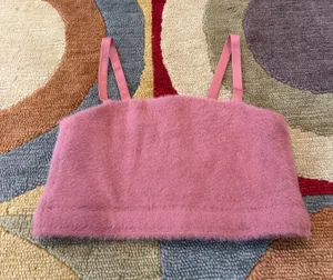 Gymshark x Whitney Simmons Eyelash Knit Bandeau Pressed Petal Soft Fuzzy Medium thumbnail 1