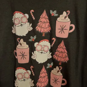Gildan Dark Gray Softstyle T-Shirt With Christmas Heat‎ Transfer Size XL thumbnail 2