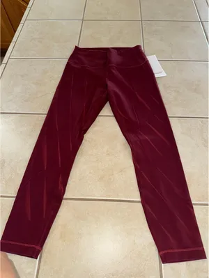 Lululemon Wunder Train High Rise 25” Sun Bleached Wash Red Merlot Size 8 NWT thumbnail 3