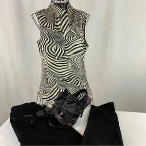 Vintage Y2K Jaipur Zebra Print Top Sparkle Sleeveless Mobwife Animal Print Large thumbnail 12