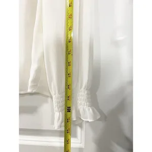 NWT J.Crew Factory Ivory Smocked Cuff Blouse Medium Puff Sleeve Work Office Top thumbnail 10