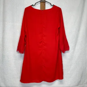 Skies‎ Are Blue Red Long Sleeve Shift Dress Size M thumbnail 4