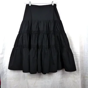 Lulus Darling Flourish Tiered Midi Skirt Size L Black High A-Line Victorian Goth thumbnail 2