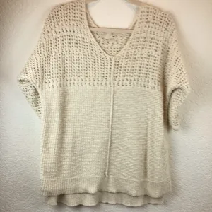 *Billabong Cream Colored Open Knit Hi Low Coastal 3/4 Sleeve Size S SweaterA115 thumbnail 1