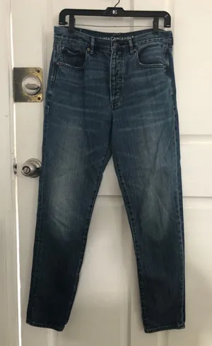 American Eagle Hi-Rise Girlfriend Jeans Blue Denim US 6 Long thumbnail 1