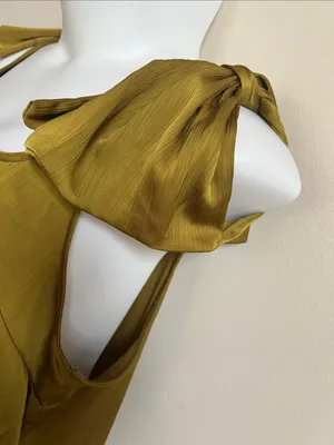 Mini ruffle Dress with Statement Shoulder Bows 20s style flapper NWT chartreuse Green Size 16 thumbnail 4