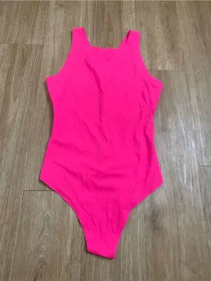 Smoothez by aerie Hot Pink Racerback Bodysuit - Women's Slim Fit thumbnail 3