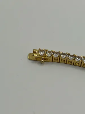Moissanite Iced Out Tennis Bracelet Gold 3mm 7 Inch Brand New VVS1 Fast Shipping thumbnail 5