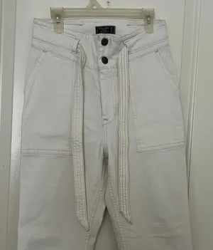 Abercrombie & Fitch Cream Ultra-High Rise Jeans thumbnail 1