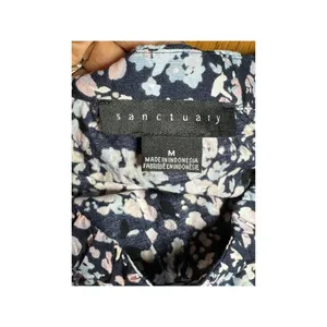Sanctuary Floral Boho Puff 3/4 Sleeve Crop Blouse Square Neck Peasant Top Sz M thumbnail 4
