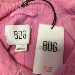 NEW Urban Outfitters BDG Pink Corduroy Button Up Crop Shirt Shacket Jacket Top L thumbnail 3