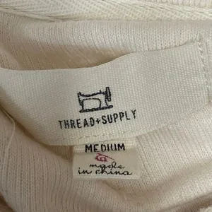 Thread + Supply Women's Cream Long Sleeve Snap Rib Knit Polo Sweatshirt Top M thumbnail 4