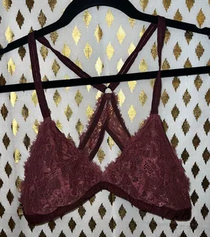 Aerie bralette lacy cutout keyhole racerback red burgundy size L thumbnail 1