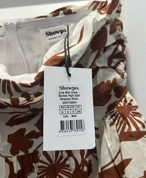 Showpo Evita Midi Dress - Ruched High Split Strapless Dress thumbnail 4