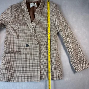 Stradivarius Brown Houndstooth Double Breasted Blazer Jacket Womens Size Medium thumbnail 8