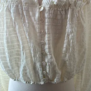 Free People Hailey Ivory Blouse Long Sleeve Crop thumbnail 5