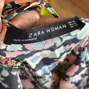Zara Woman Floral Halter Midi Dress Black Multi Keyhole Backless XS thumbnail 8