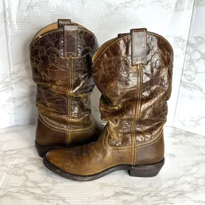 DOUBLE H Western Distressed Tan Brown Slouch Boots Womens 7.5 M thumbnail 7