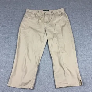 Lauren Ralph Lauren Capri Pants Womens 8 Beige Twill Relaxed Crop Pockets Casual thumbnail 1